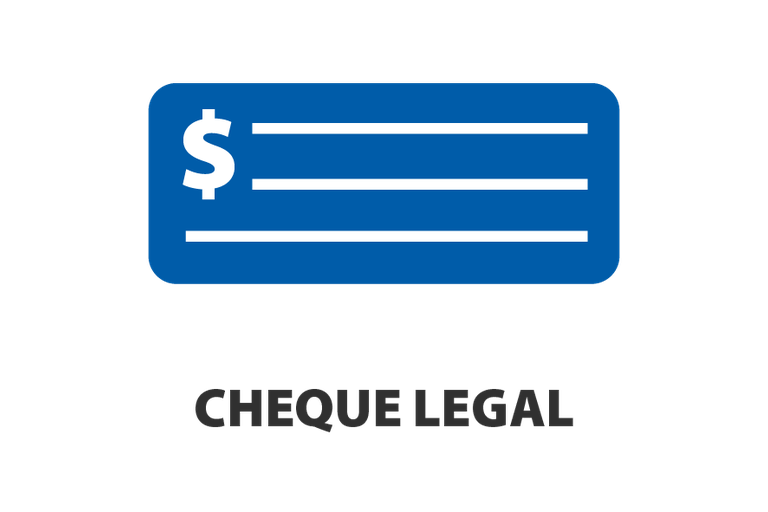 Cheque azul representando o cheque legal.